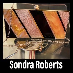 Sondra Roberts Clutch. Gold, Silver, Black & Beige